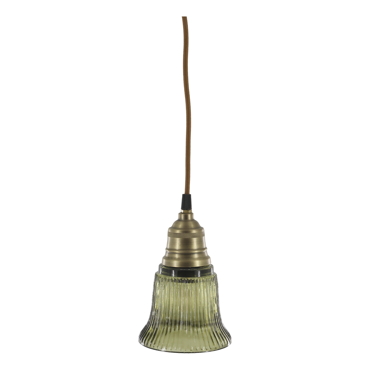 Lampe mit Messingzierhülse, oliv, 17 cm hoch