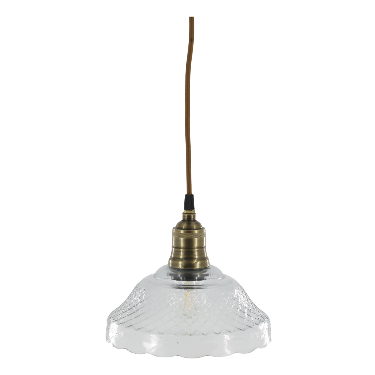 Lampe mit Messingoberfläche, Glas und E27-Fassung