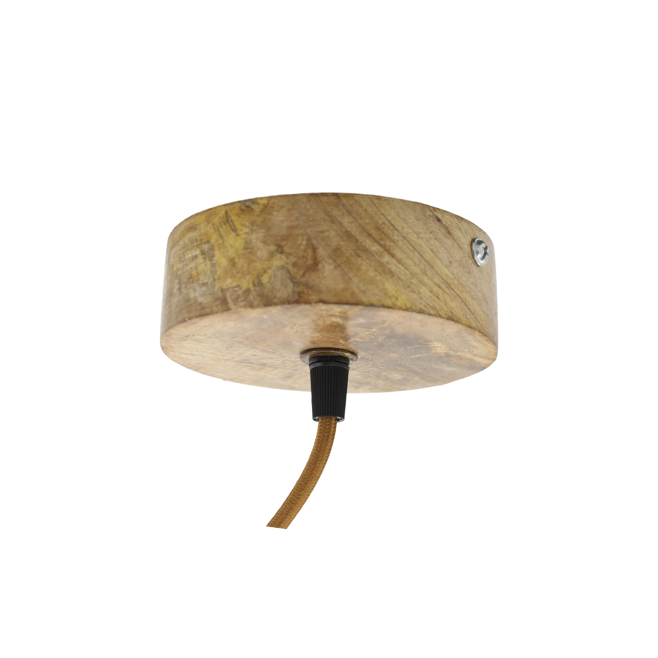 Lampe mit Holzzierhülse aus Glas und Mangoholz, 25 cm hoch