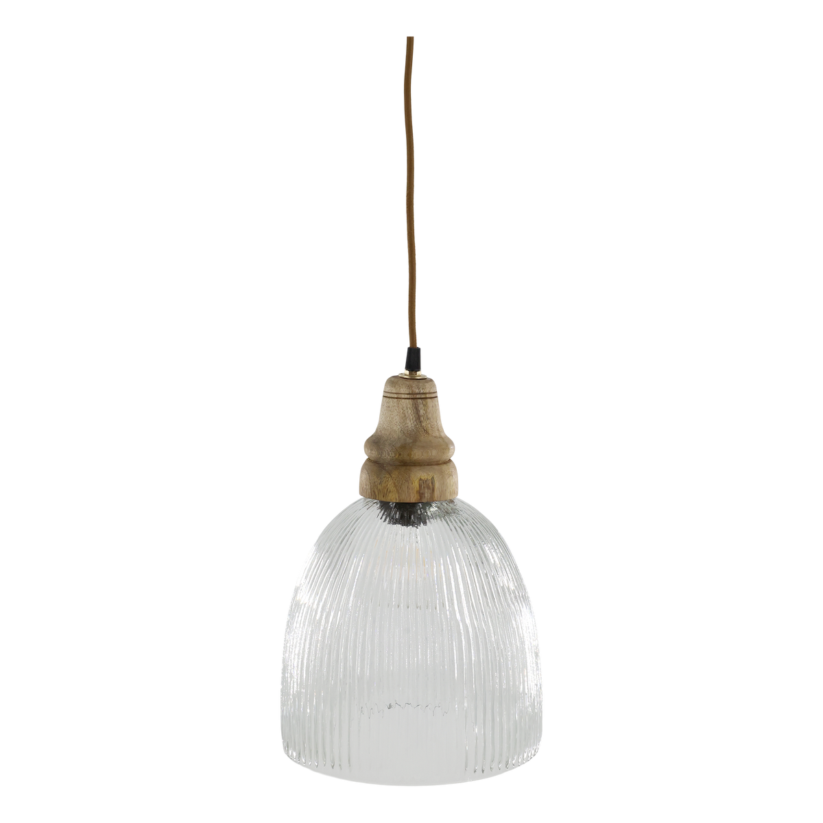 Lampe mit Holzzierhülse, 33 cm hoch, klar