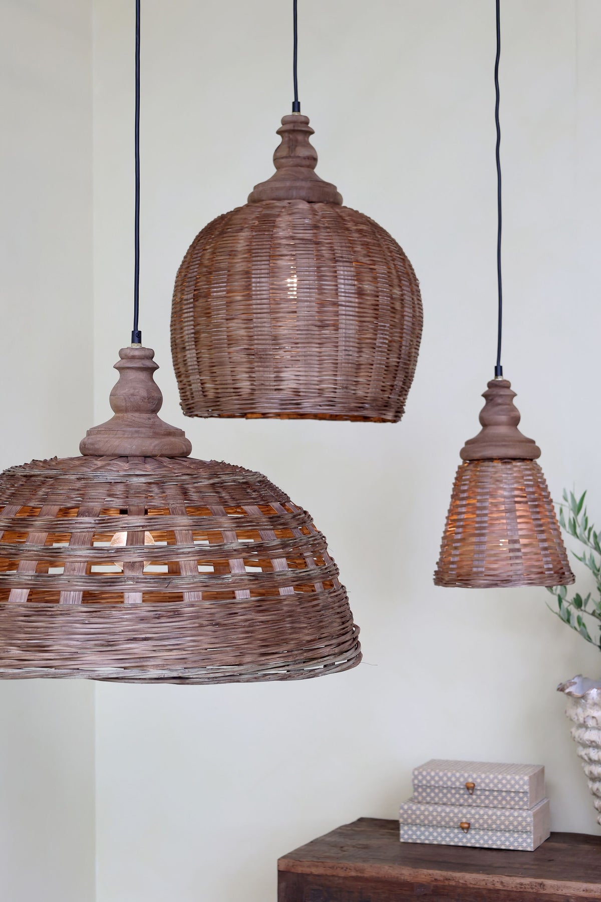 Lampe aus Rattangeflecht, natur, 62 cm Durchmesser