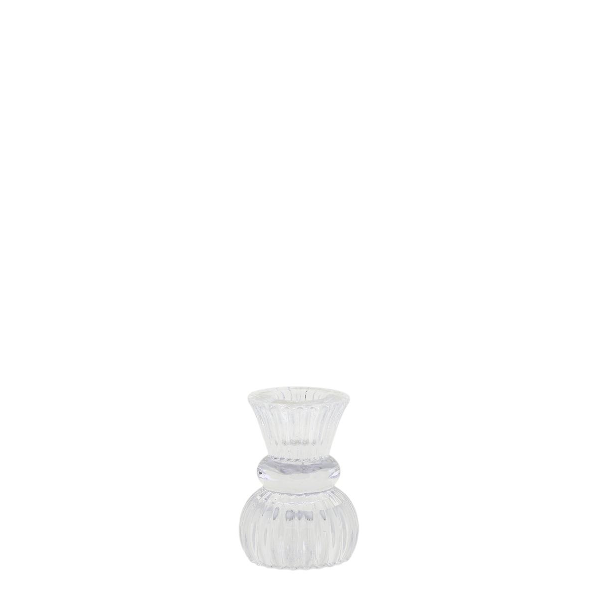 Kerzenständer aus Glas mit Rillen, 8,5 cm hoch