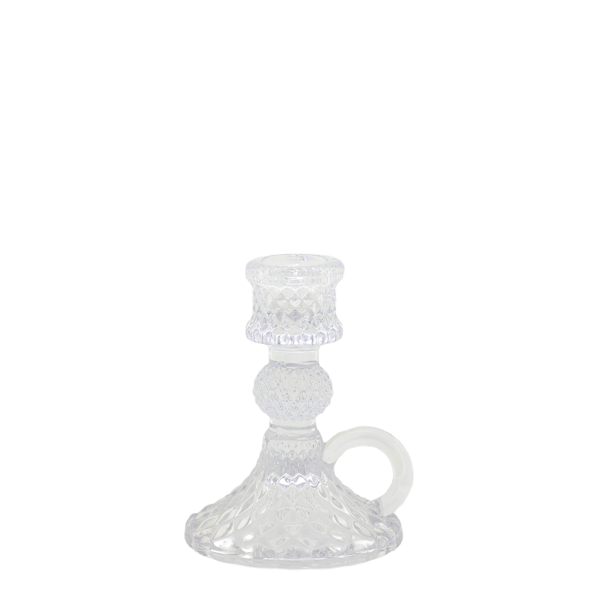 Kerzenständer mit Henkel aus Glas, 10 cm hoch