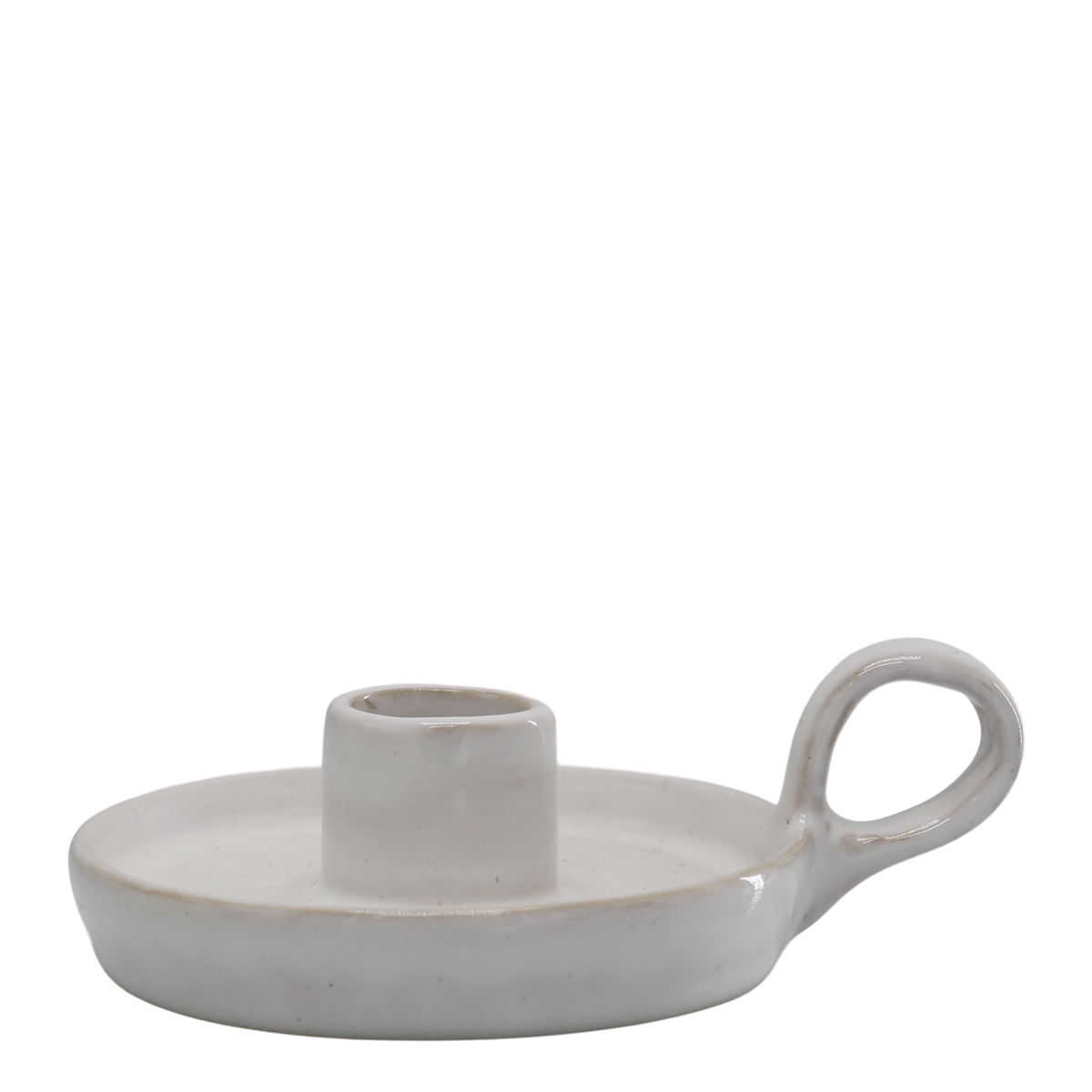 Kammerleuchter aus Steingut, creme, 4,5 cm hoch