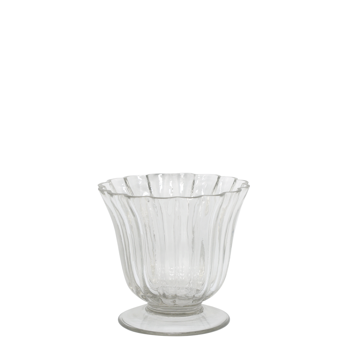 Windlicht auf Fuß aus Glas, 12 cm hoch, klar