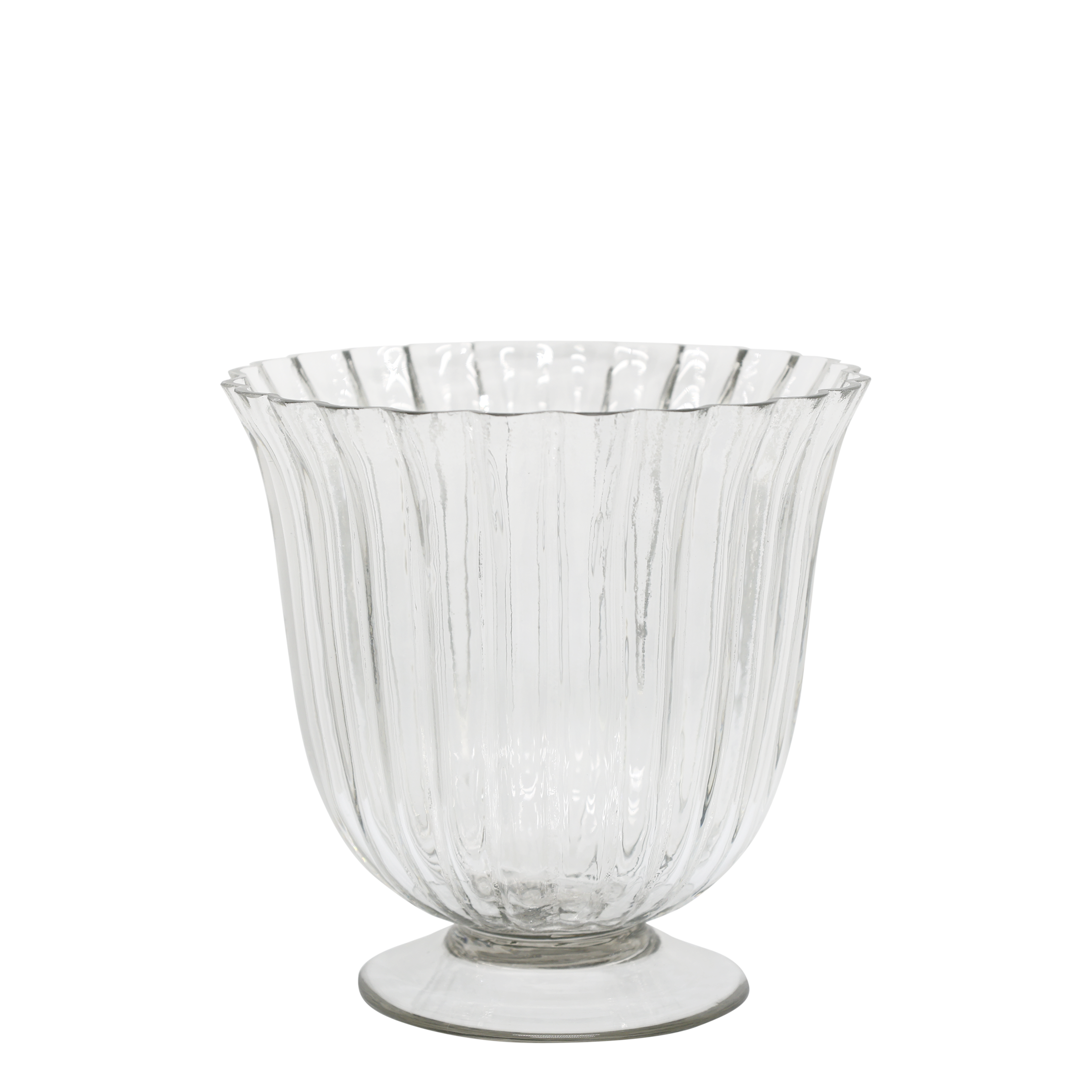 Windlicht auf Fuß aus Glas, 19 cm hoch, klar