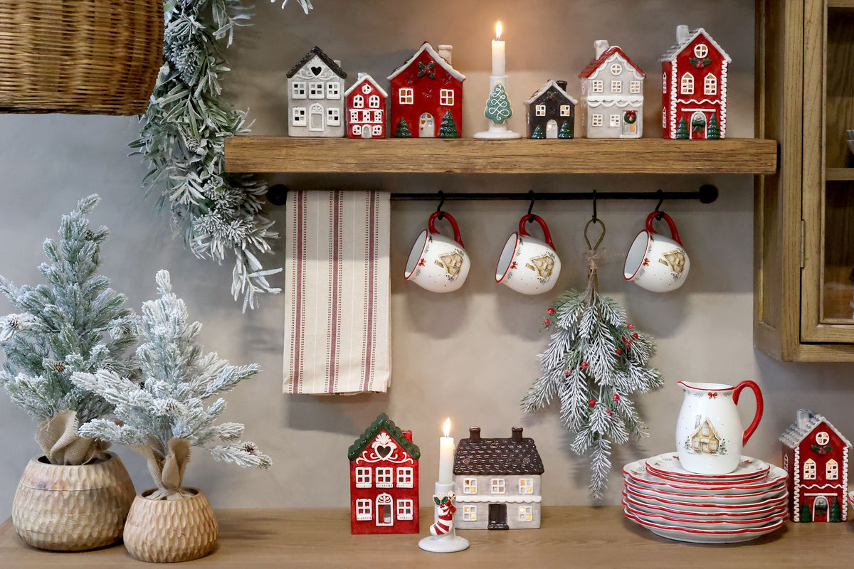 Kerzenständer mit Weihnachtsstrumpf, creme, Dolomit