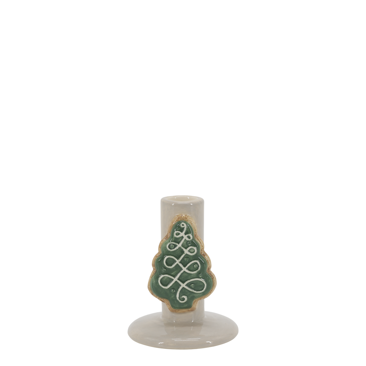 Kerzenständer mit Weihnachtsbaum, creme, 10 cm hoch