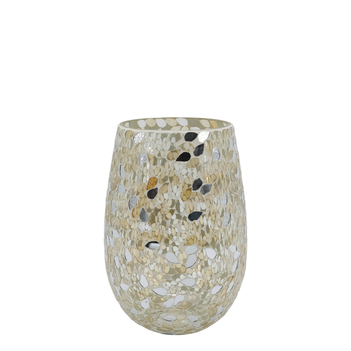 Windlicht Mosaik aus Glas, champagner, 23 cm hoch