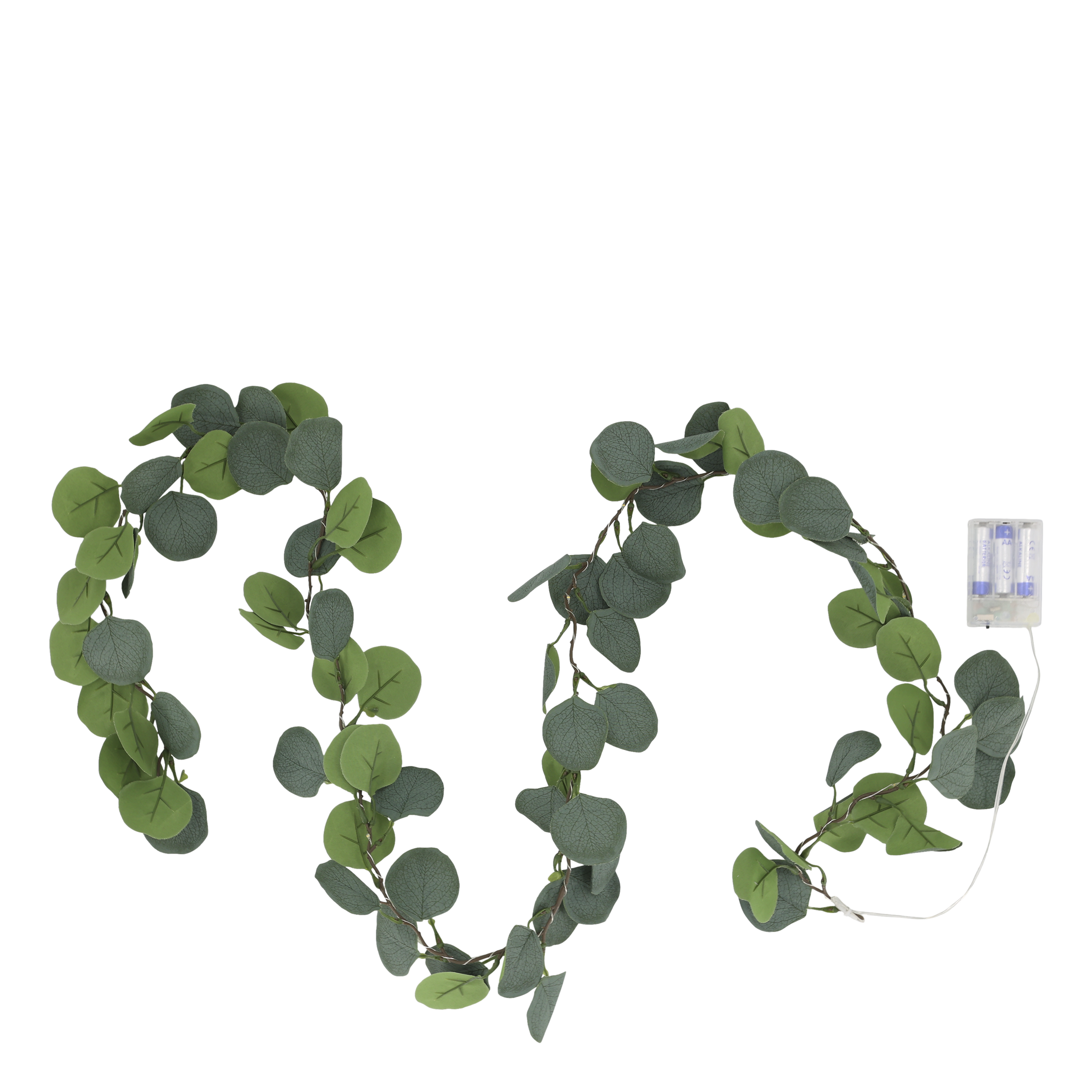 LED Lichterkette mit Eukalyptusblättern, 190 cm, grün