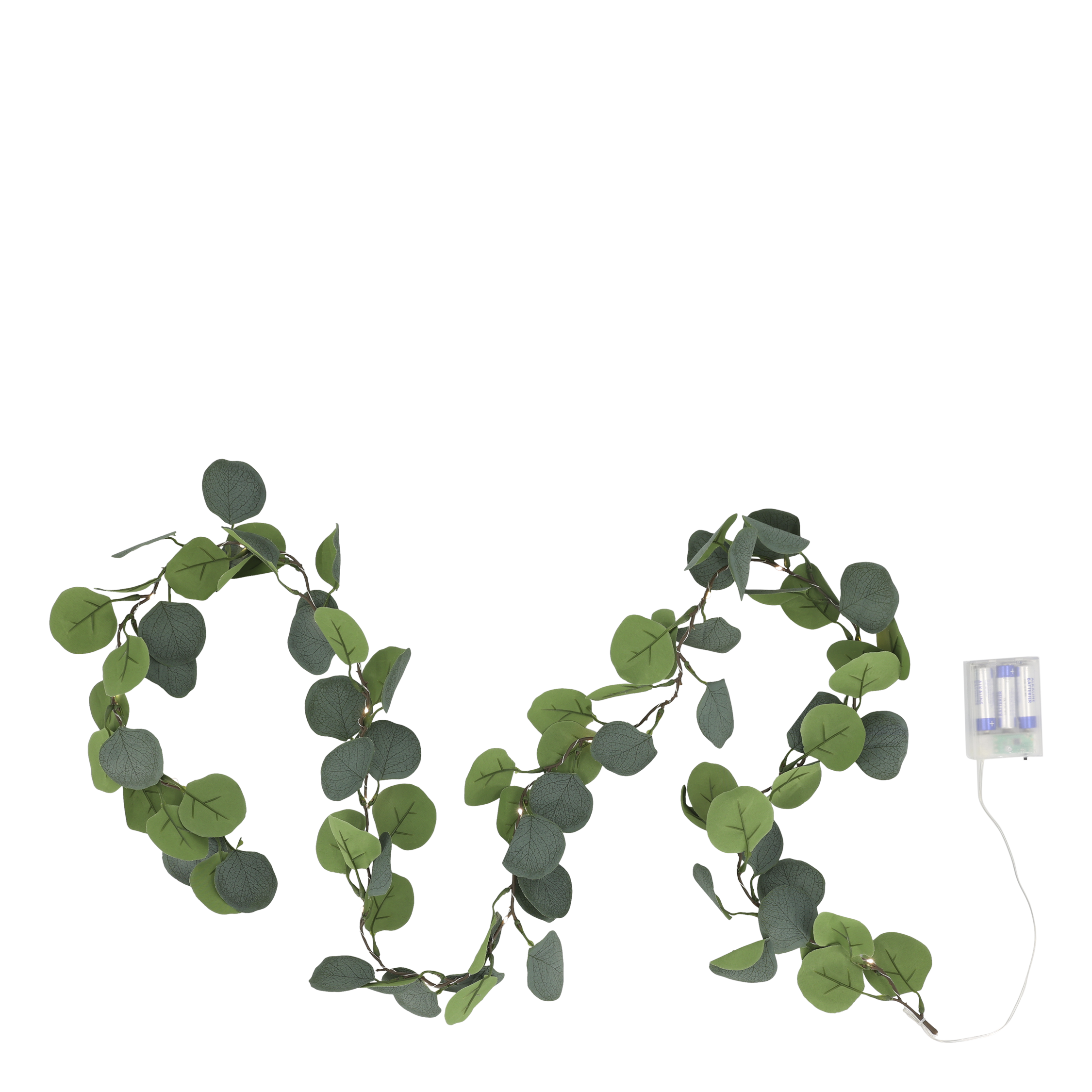 LED Lichterkette mit Eukalyptusblättern, 190 cm, grün