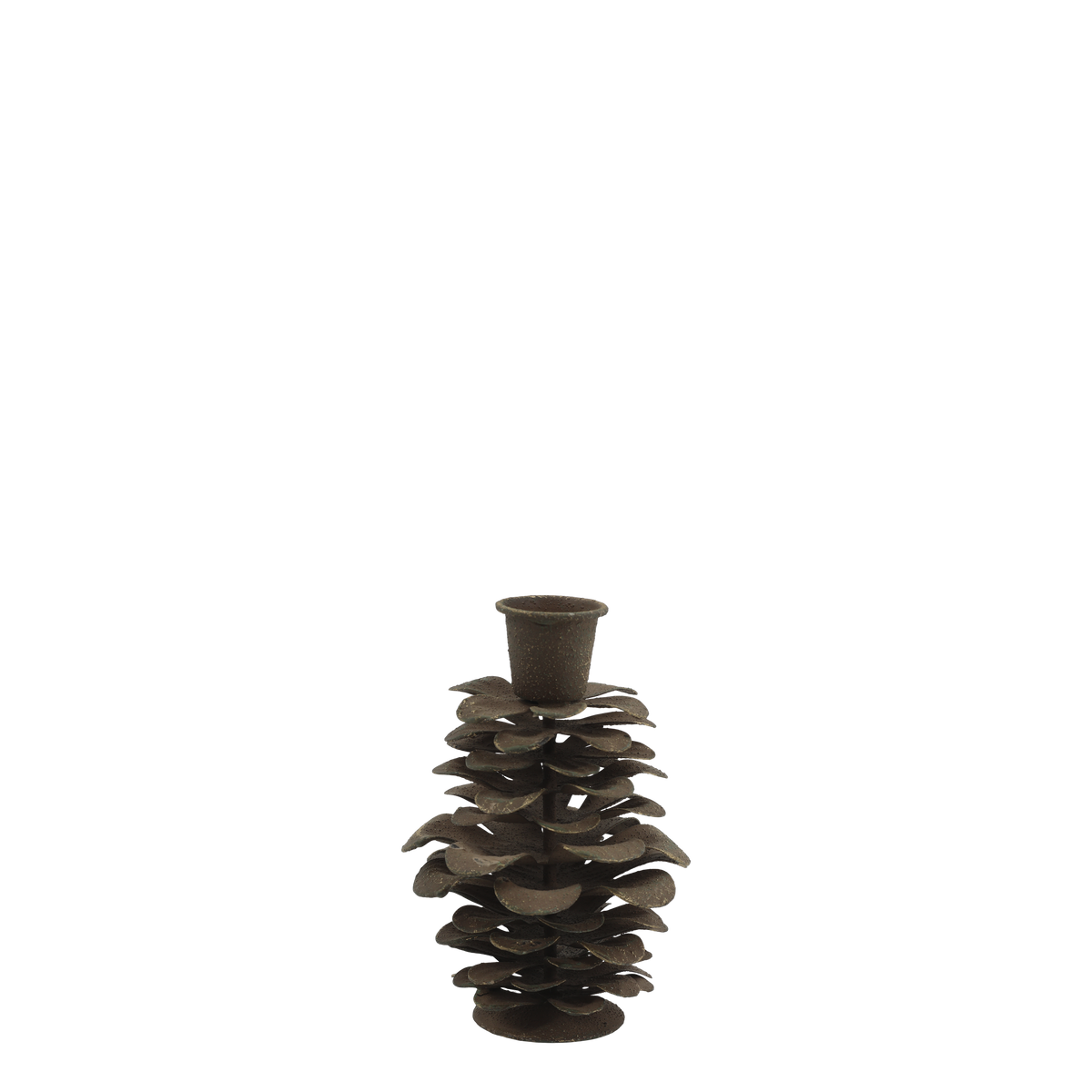 Kerzenständer Zapfen aus Eisen, antik mokka, 11 cm hoch