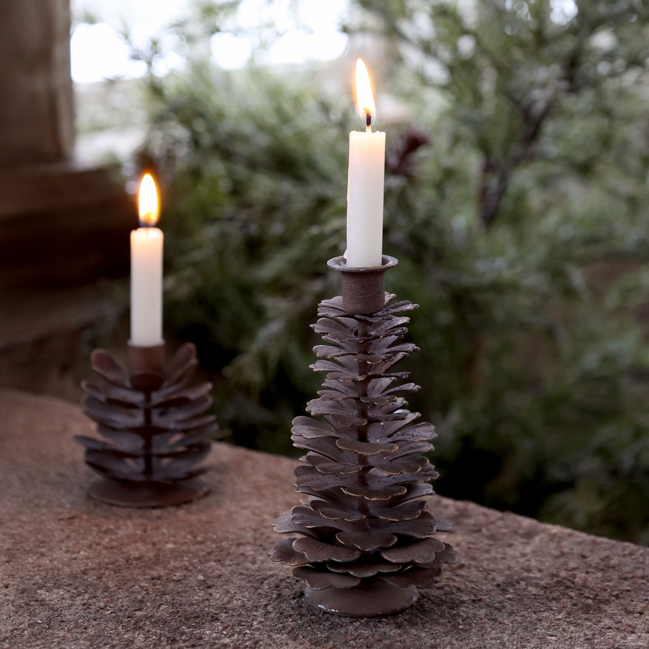 Kerzenständer für Stabkerzen, Eisen, Antique Mokka