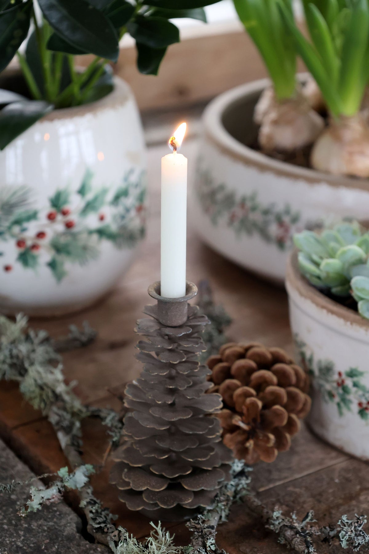 Kerzenständer für Stabkerzen, Eisen, Antique Mokka