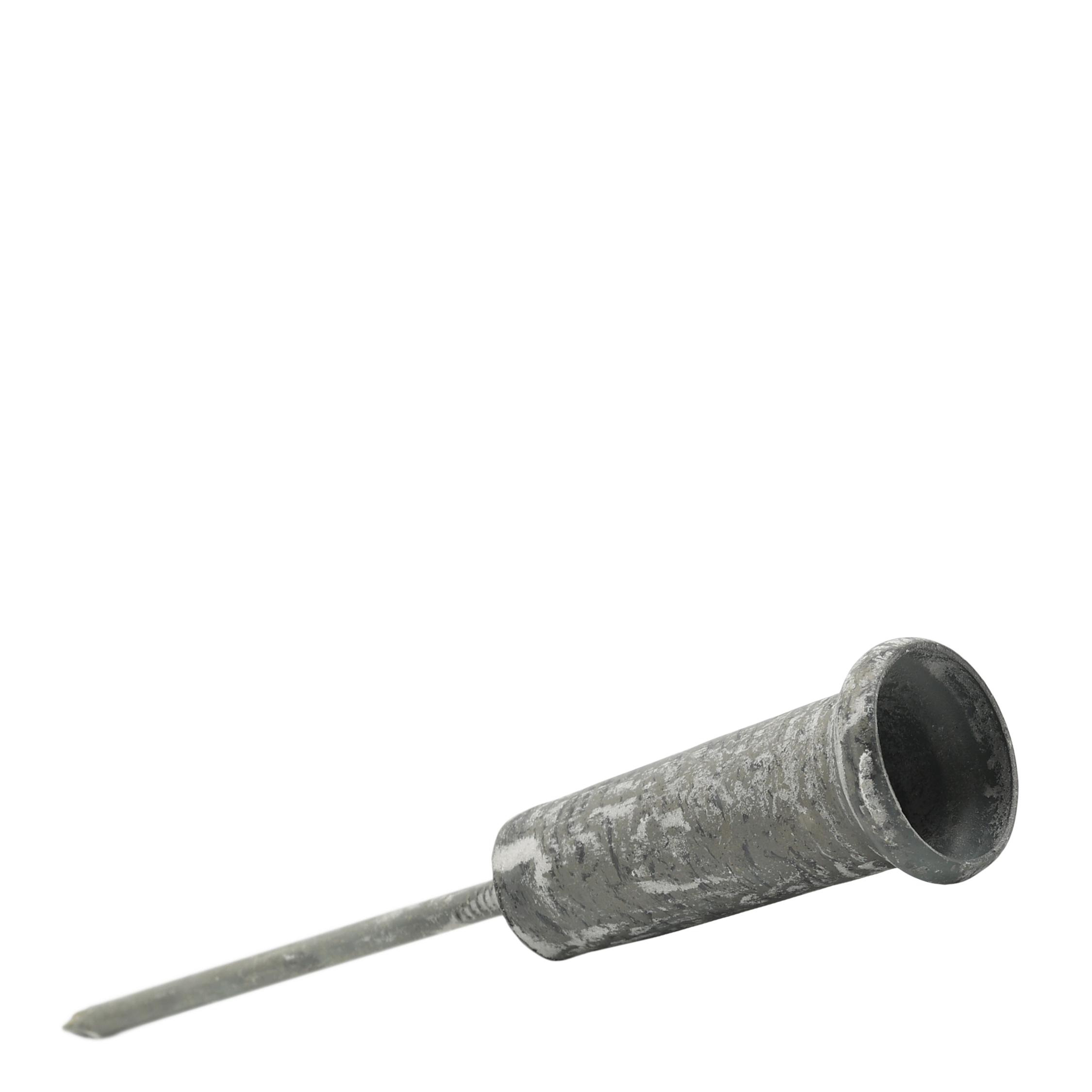 Kerzenhalter für Stabkerzen, Eisen, Antique Zink, 12 cm hoch