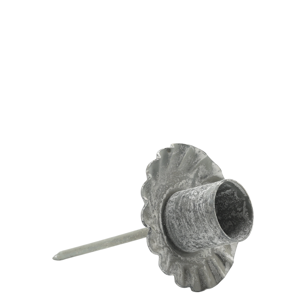 Kerzenhalter mit Spieß für Stabkerzen, antique zink