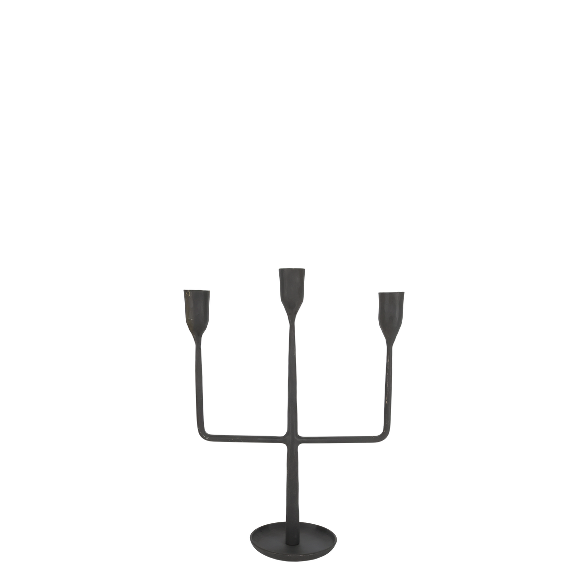 Kerzenständer mit 3 Haltern, Eisen, antik schwarz, 32 cm