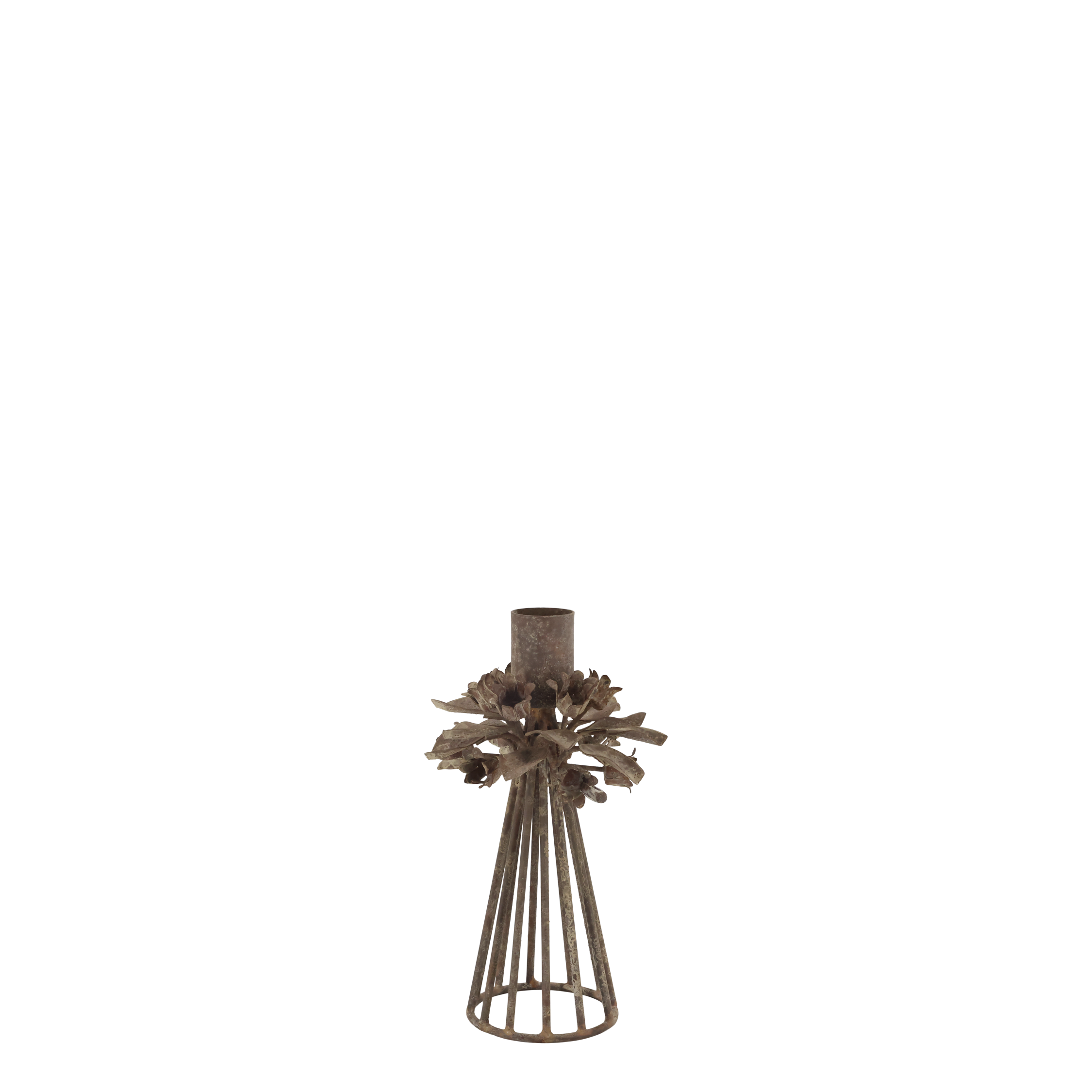 Kerzenständer mit Blumen-Dekor, Eisen, Antique Mokka, 16 cm