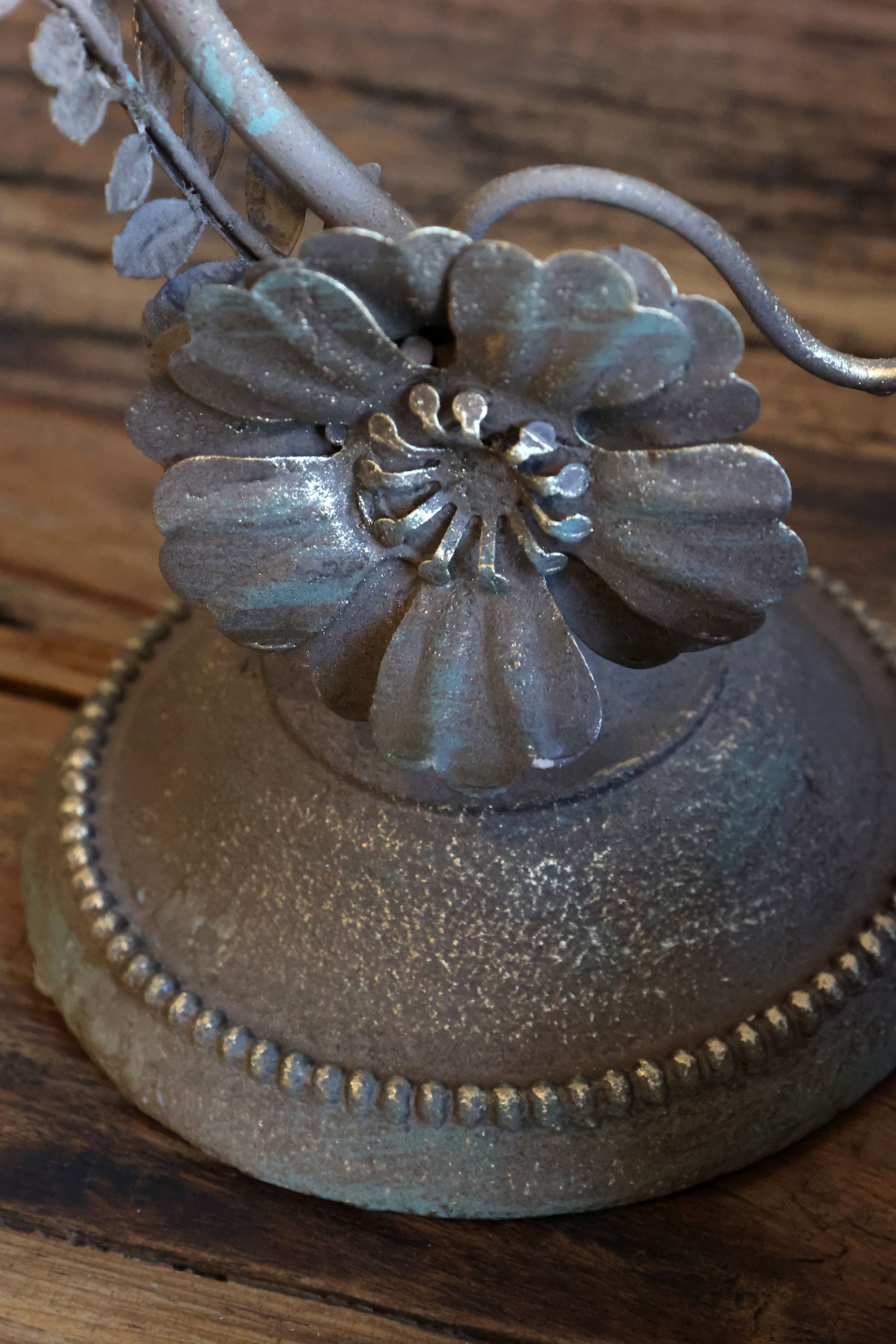 Kerzenständer im Kirchenstil aus Eisen, antique mokka