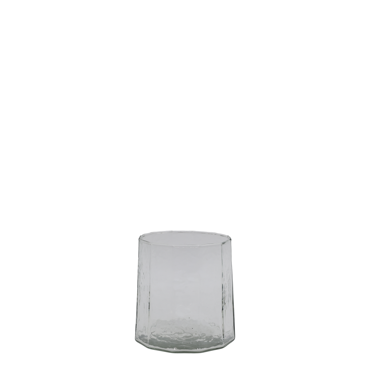 Windlicht aus Glas, 13 cm hoch, klar mit Rillen