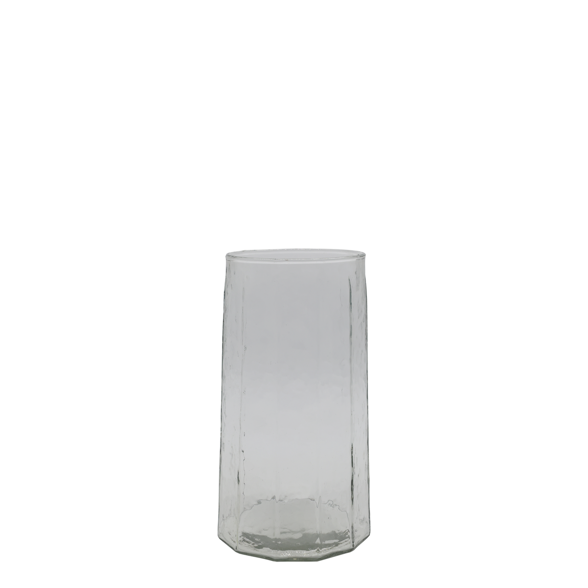 Windlicht aus Glas, 25 cm hoch, klar mit Rillen