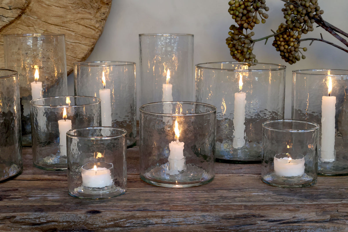 Windlicht aus Glas, 15 cm hoch, klar