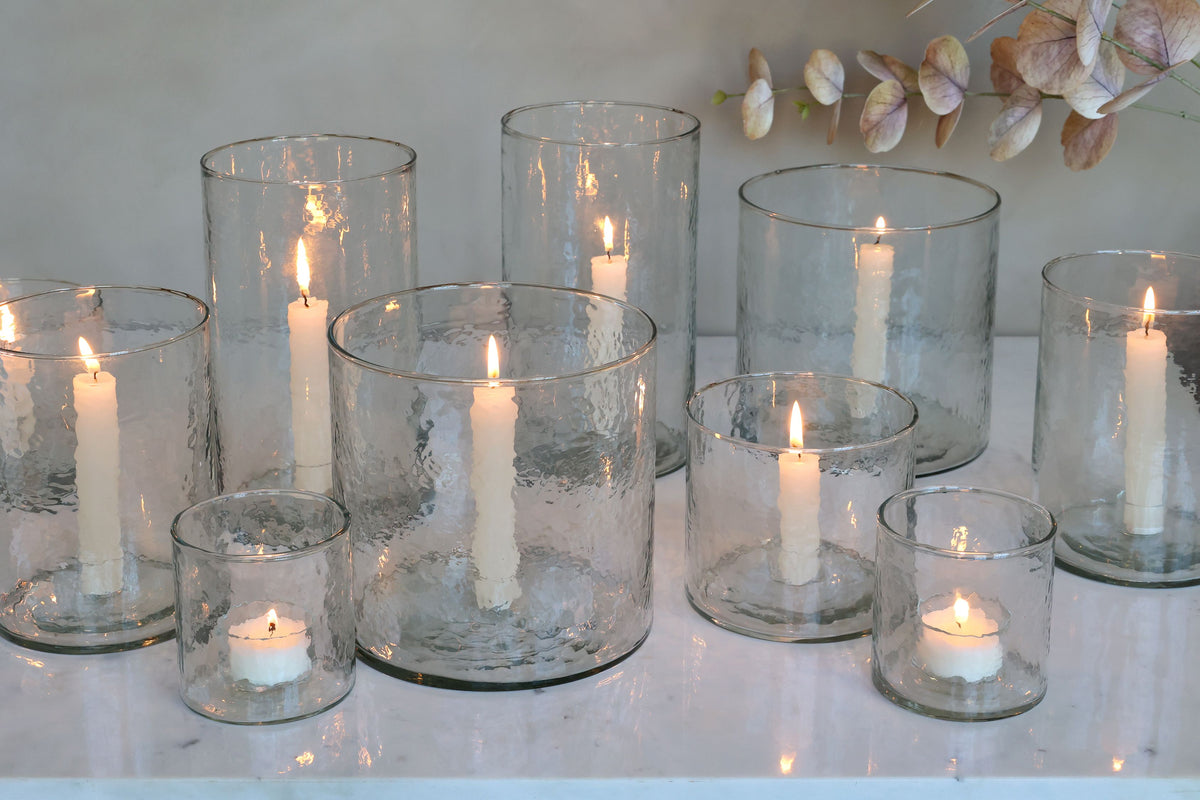 Windlicht Glas klar, 15 cm hoch, 15 cm Durchmesser
