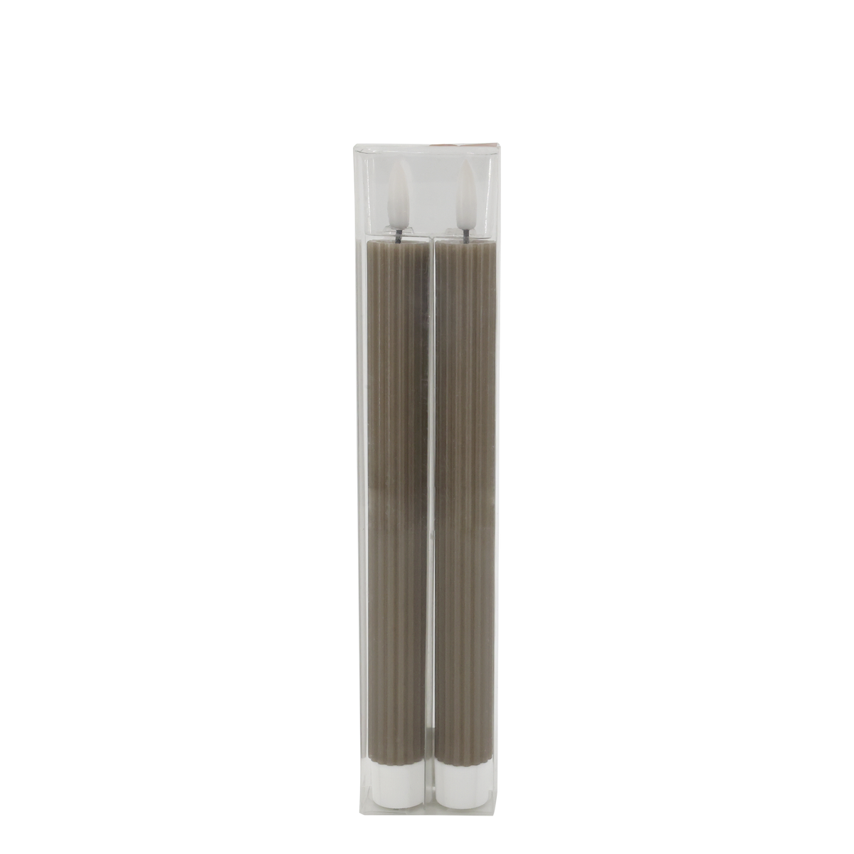 Stabkerze LED mit Rillen, 24,5 cm hoch, 2er-Set in Latte