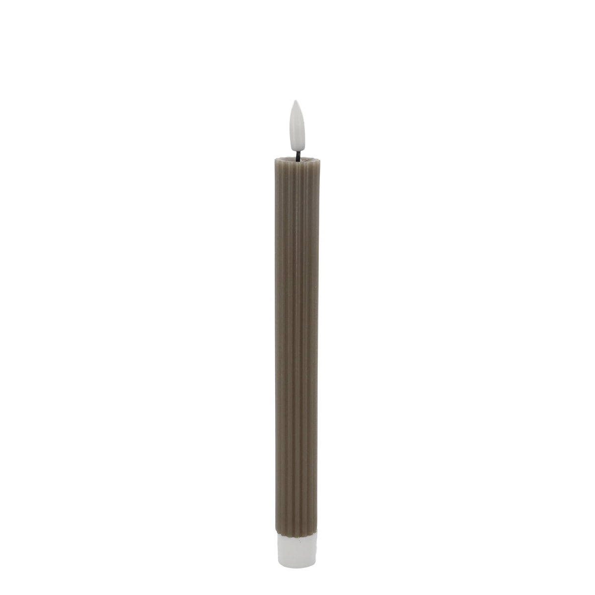 Stabkerze LED mit Rillen, 24,5 cm hoch, 2er-Set in Latte