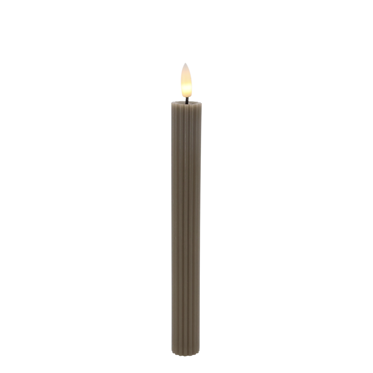 Stabkerze LED mit Rillen, 24,5 cm hoch, 2er-Set in Latte