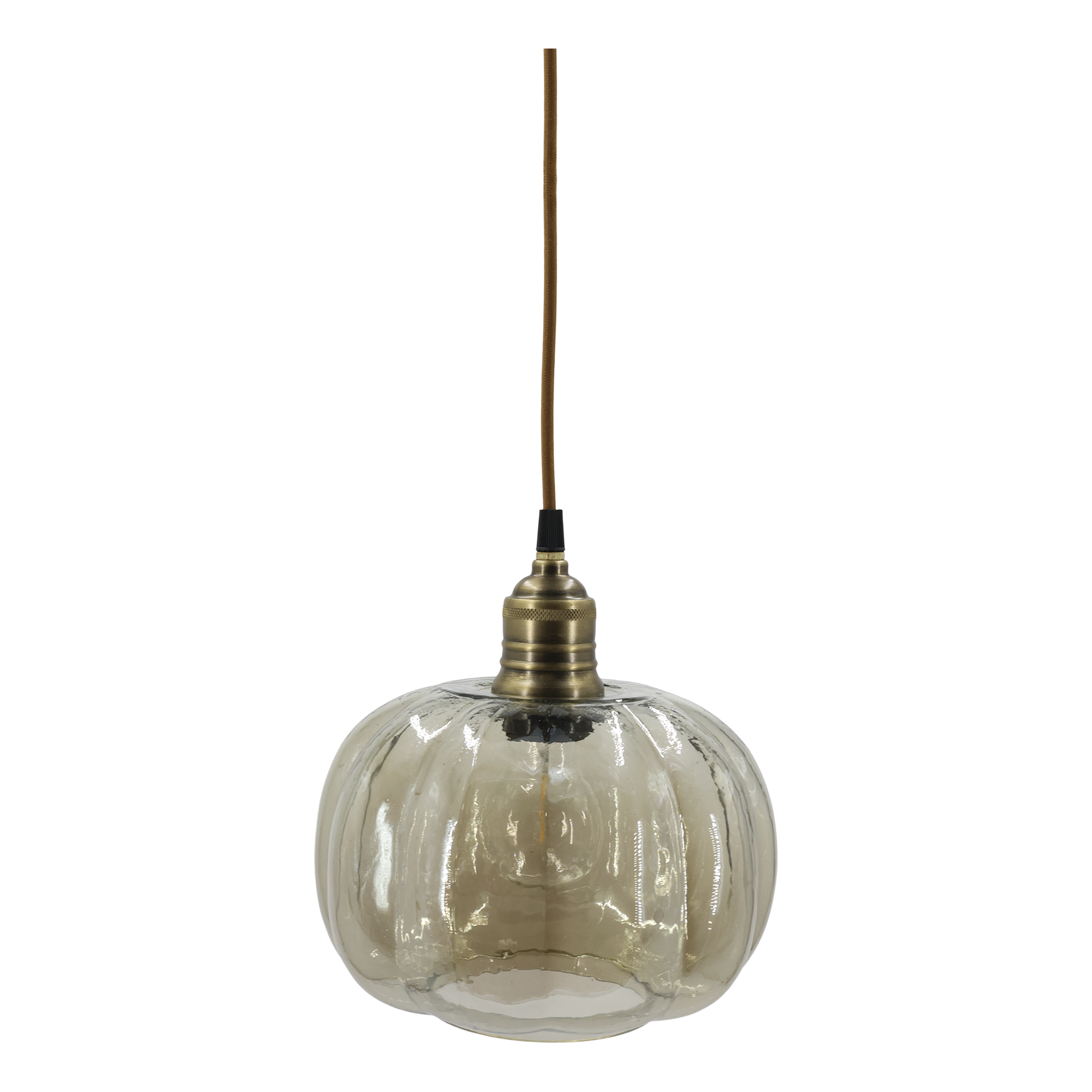 Lampe mit Messingoberfläche, rauchfarben, 17 cm Durchmesser