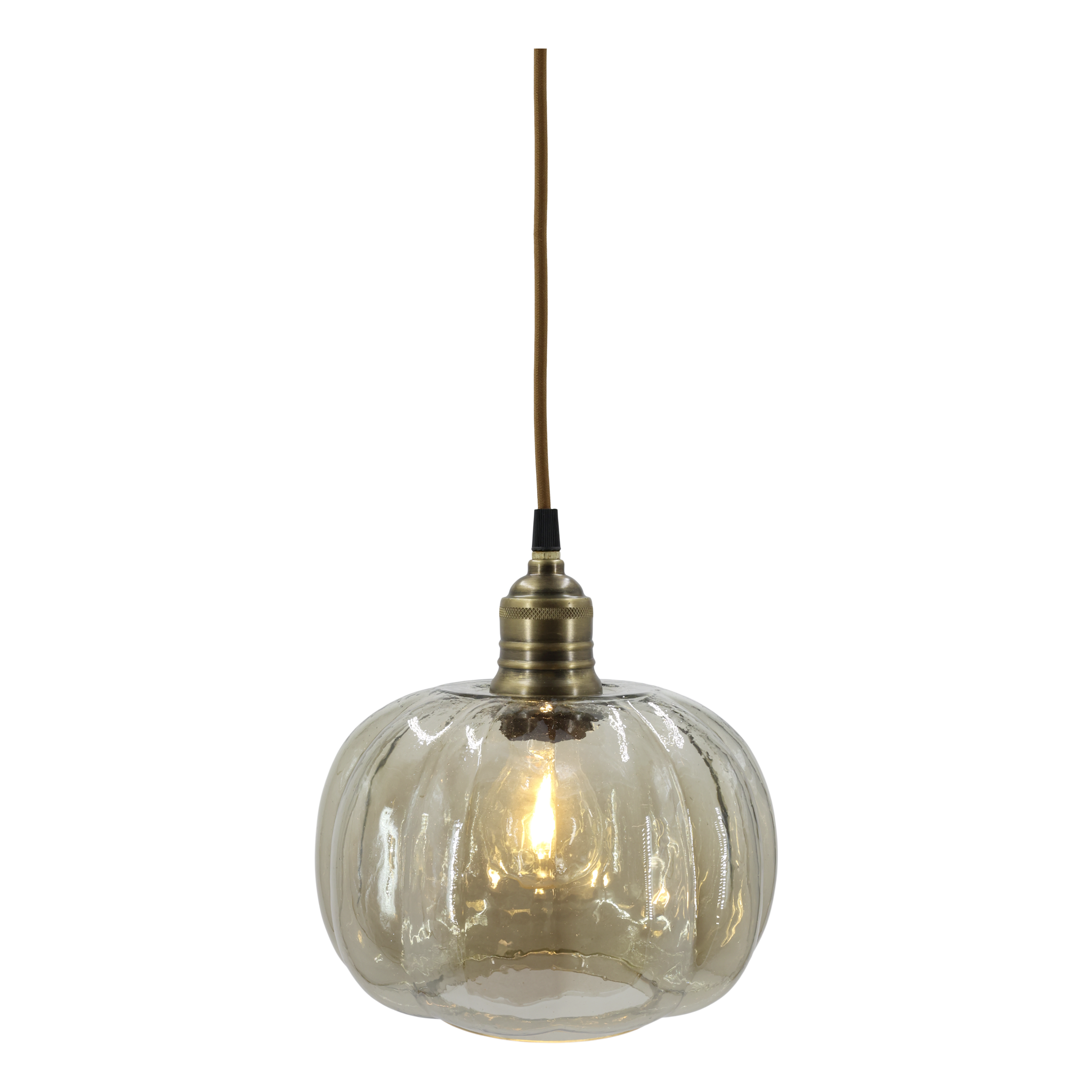 Lampe mit Messingoberfläche, rauchfarben, 17 cm Durchmesser