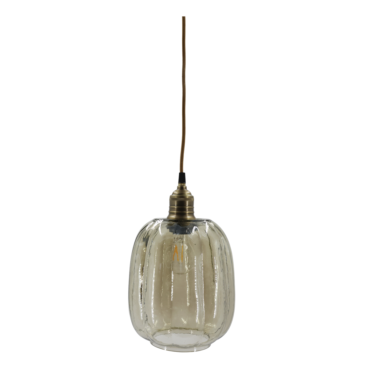 Lampe mit Messingoberfläche, rauchfarben, 29 cm hoch