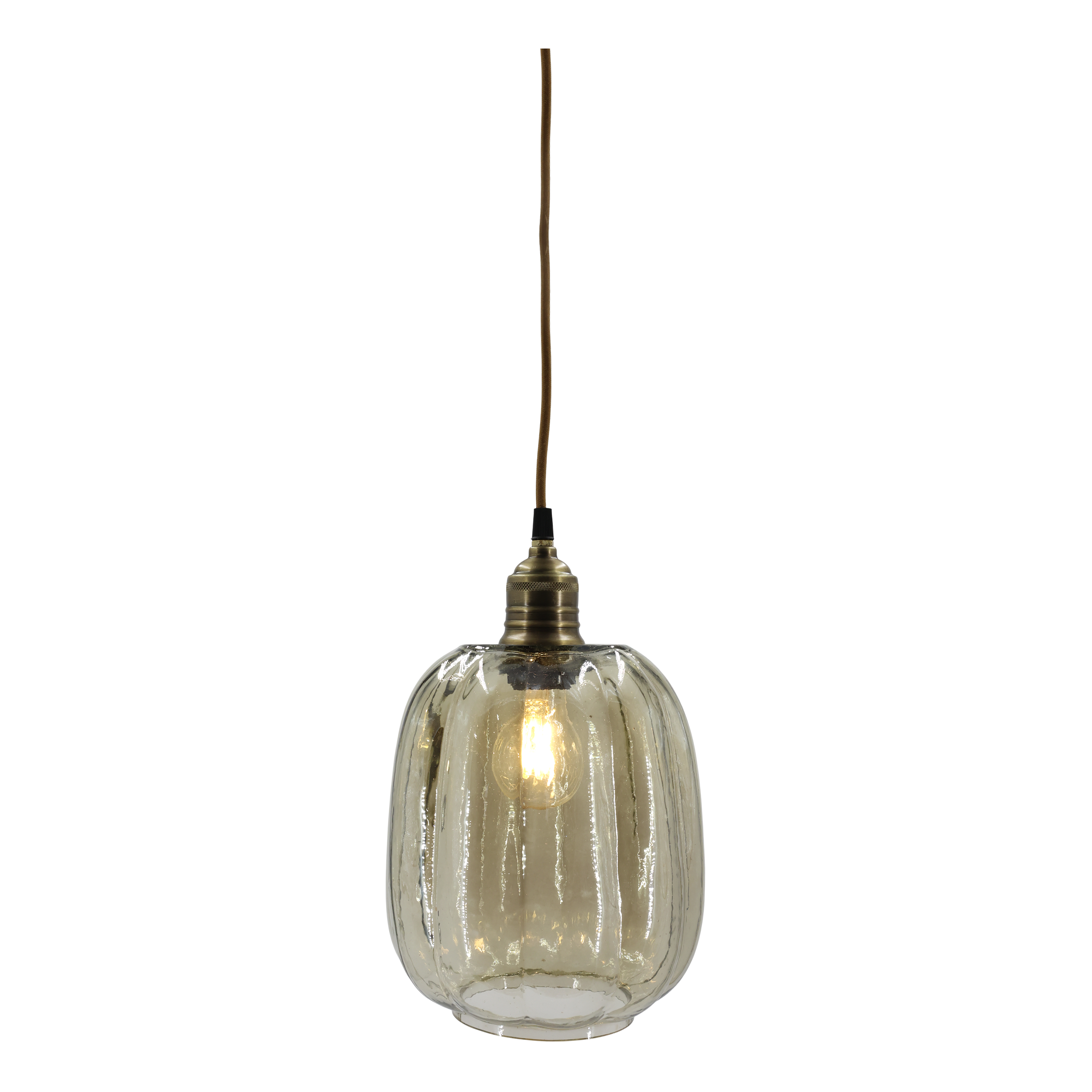 Lampe mit Messingoberfläche, rauchfarben, 29 cm hoch