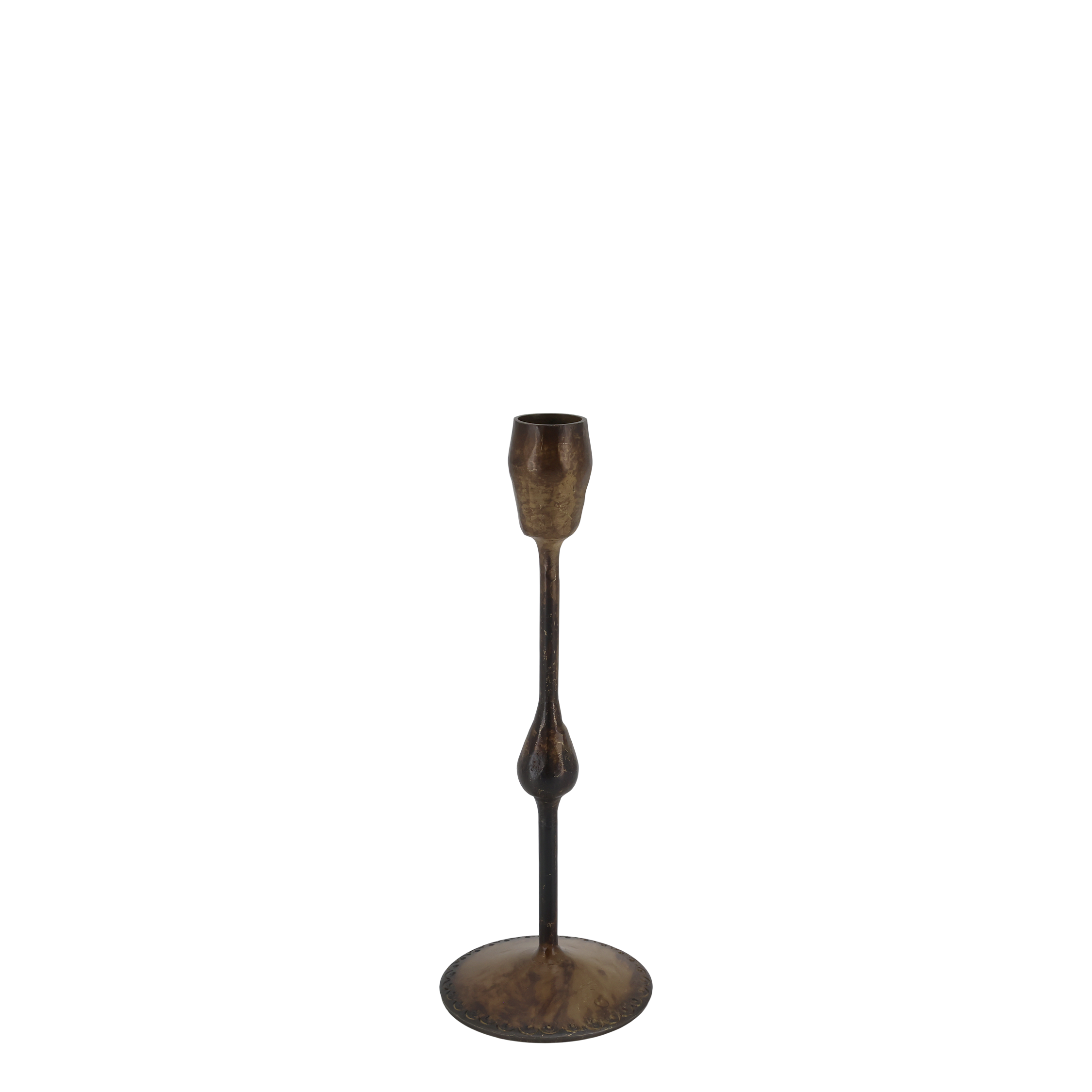 Kerzenständer aus Eisen, Antik-Messing, 23 cm hoch
