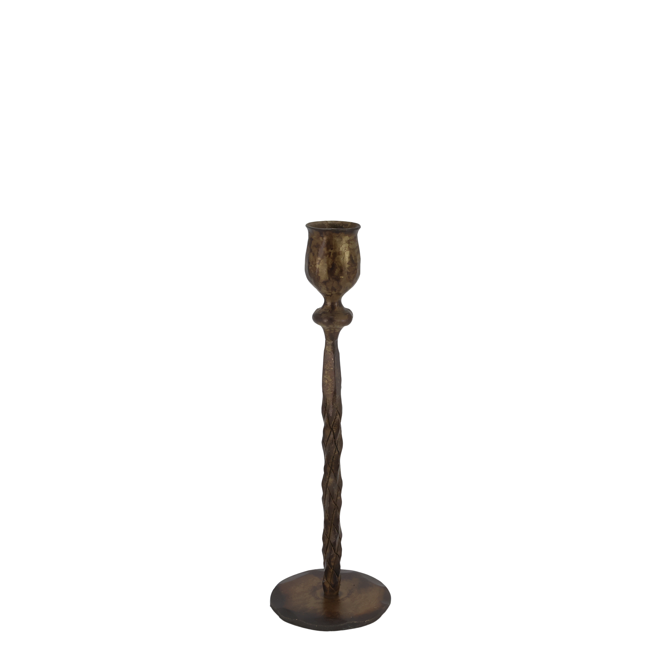 Kerzenständer aus Eisen, Antique Messing, 24,5 cm hoch