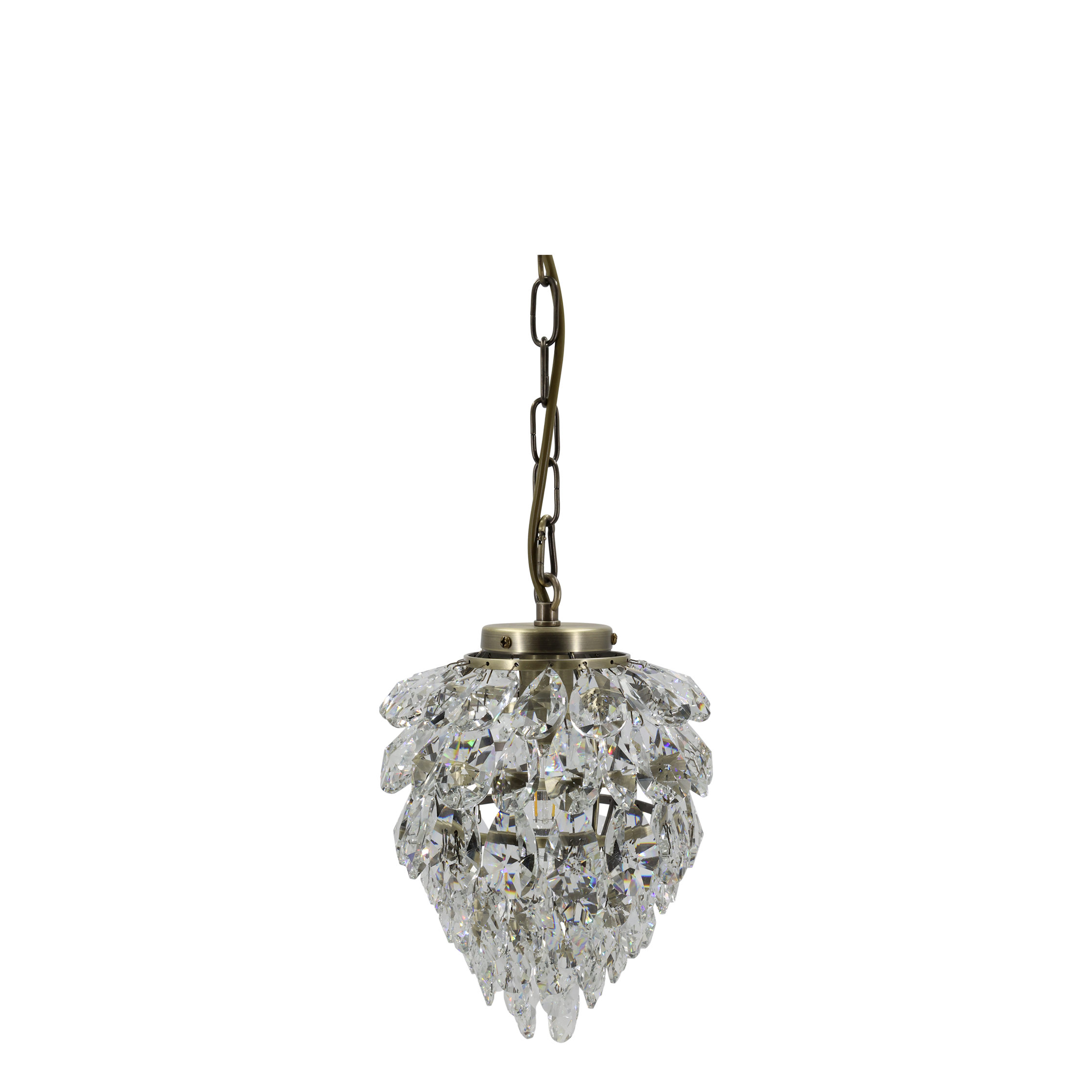 Kronleuchter Versailles mit Glasprismen, antique messing