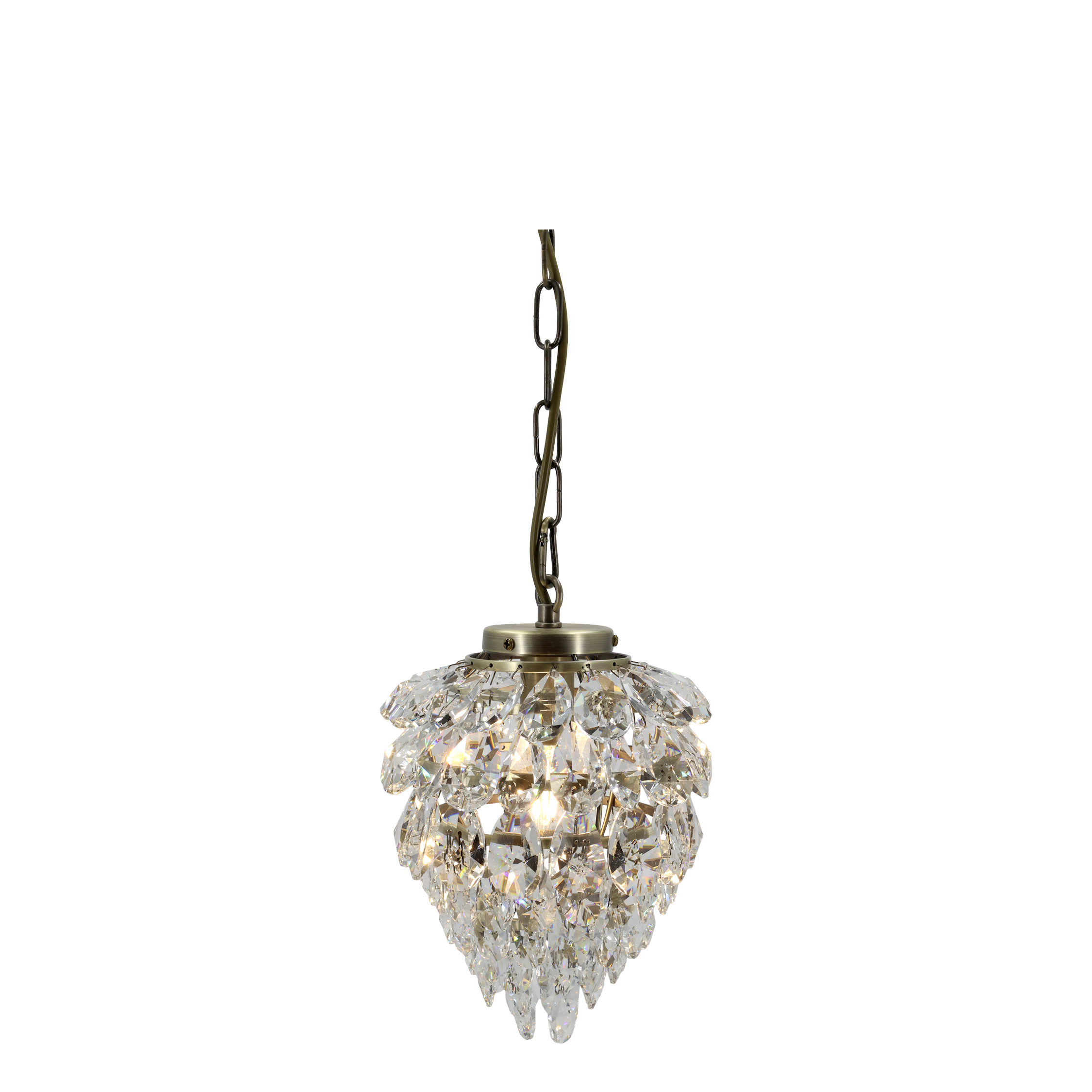 Kronleuchter Versailles mit Glasprismen, antique messing