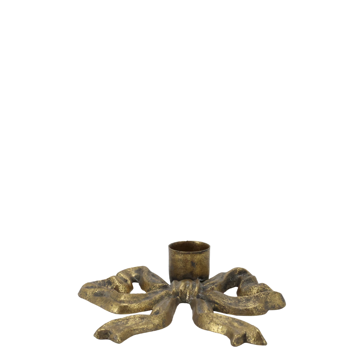 Kerzenständer mit Schleife aus Eisen, antik messing