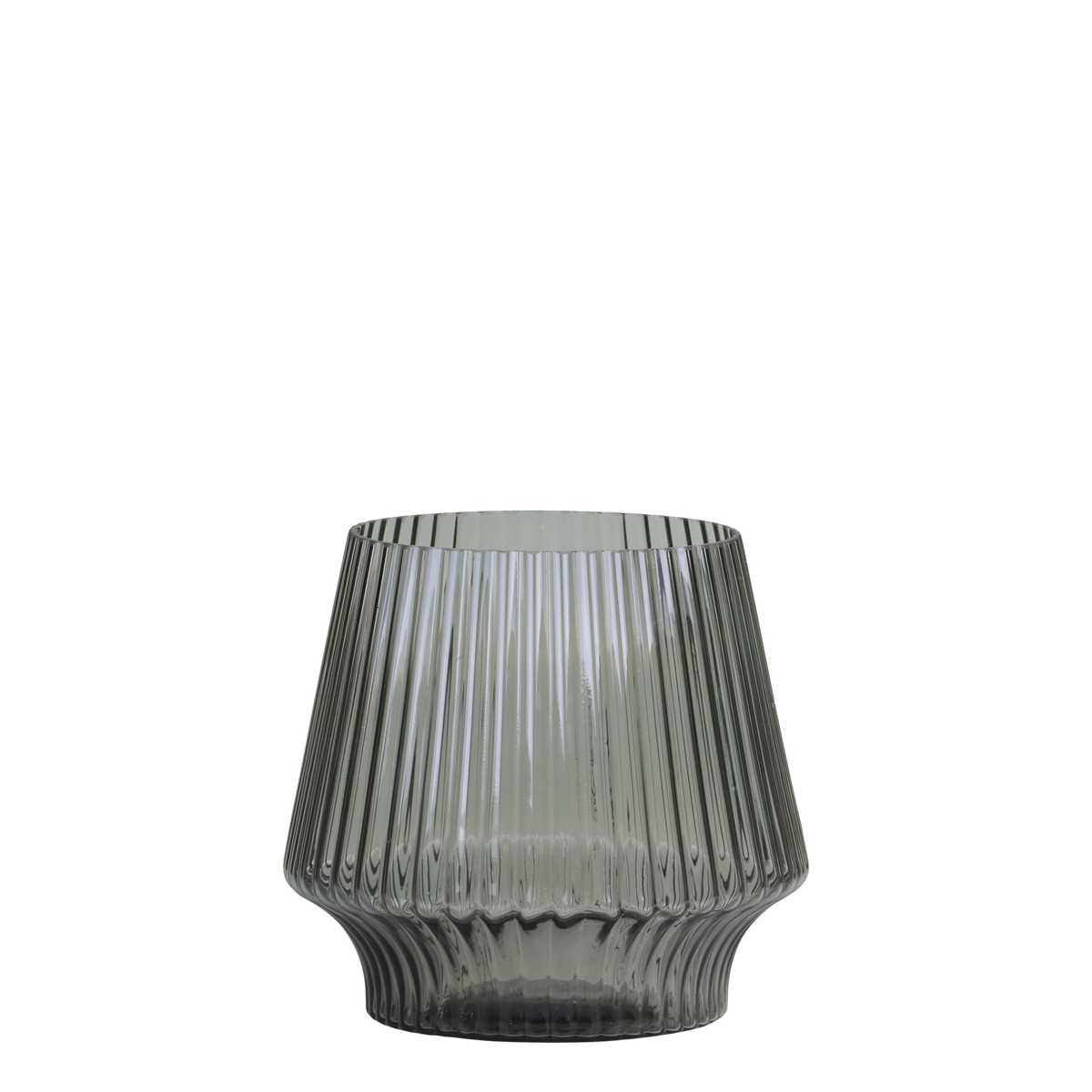 Vase mit Rillen in Kohle, 17 cm hoch