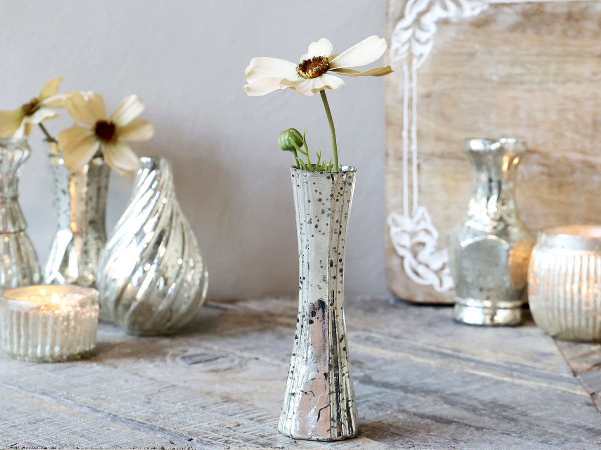 Vase aus Glas in Bauernsilber, 14 cm hoch