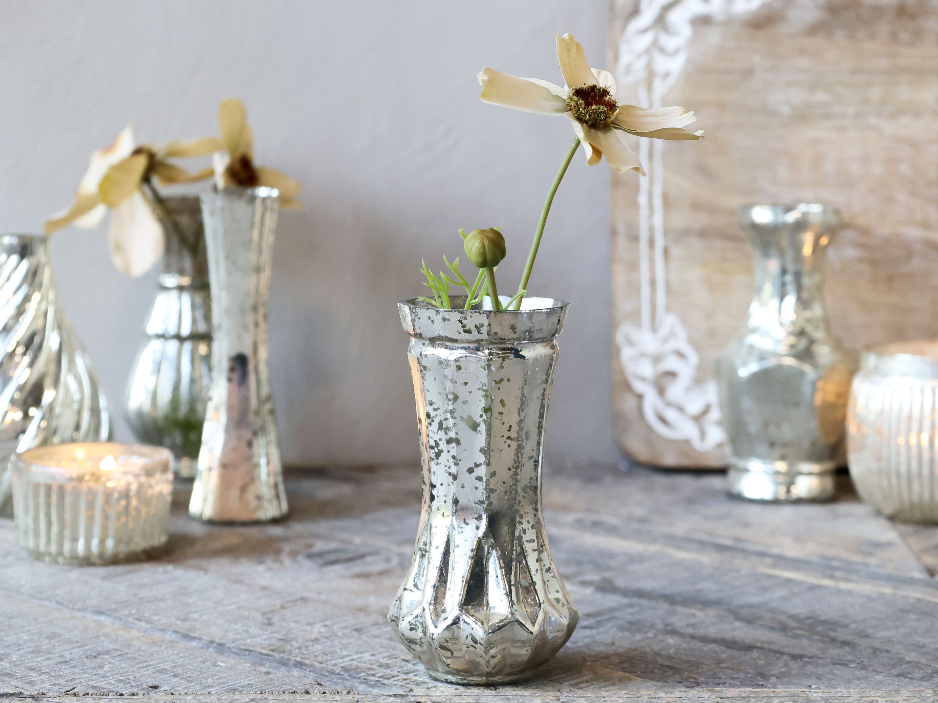 Vase aus Glas in Bauernsilber, 12,5 cm hoch