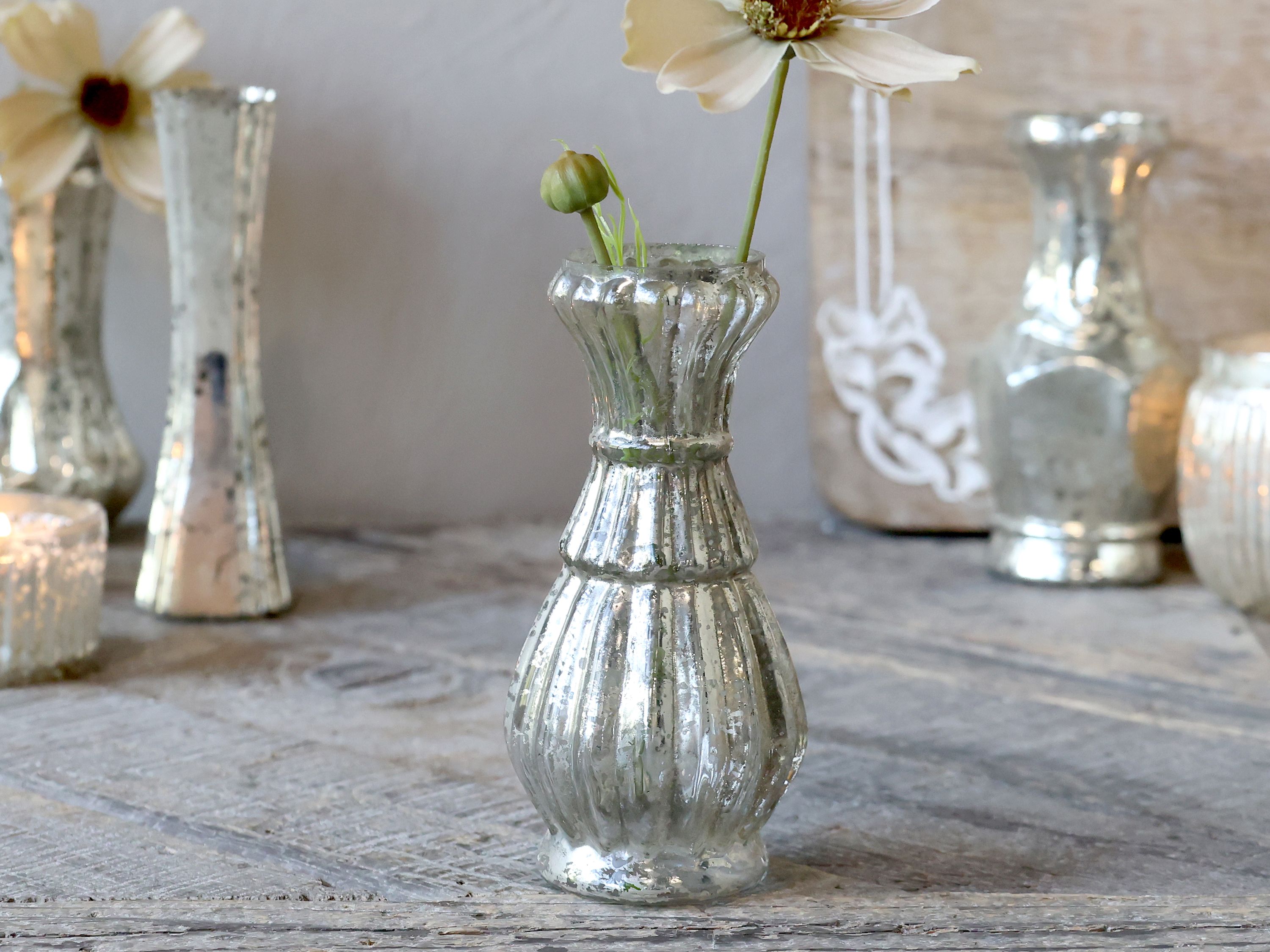 Vase aus Glas in Bauernsilber, 13 cm hoch