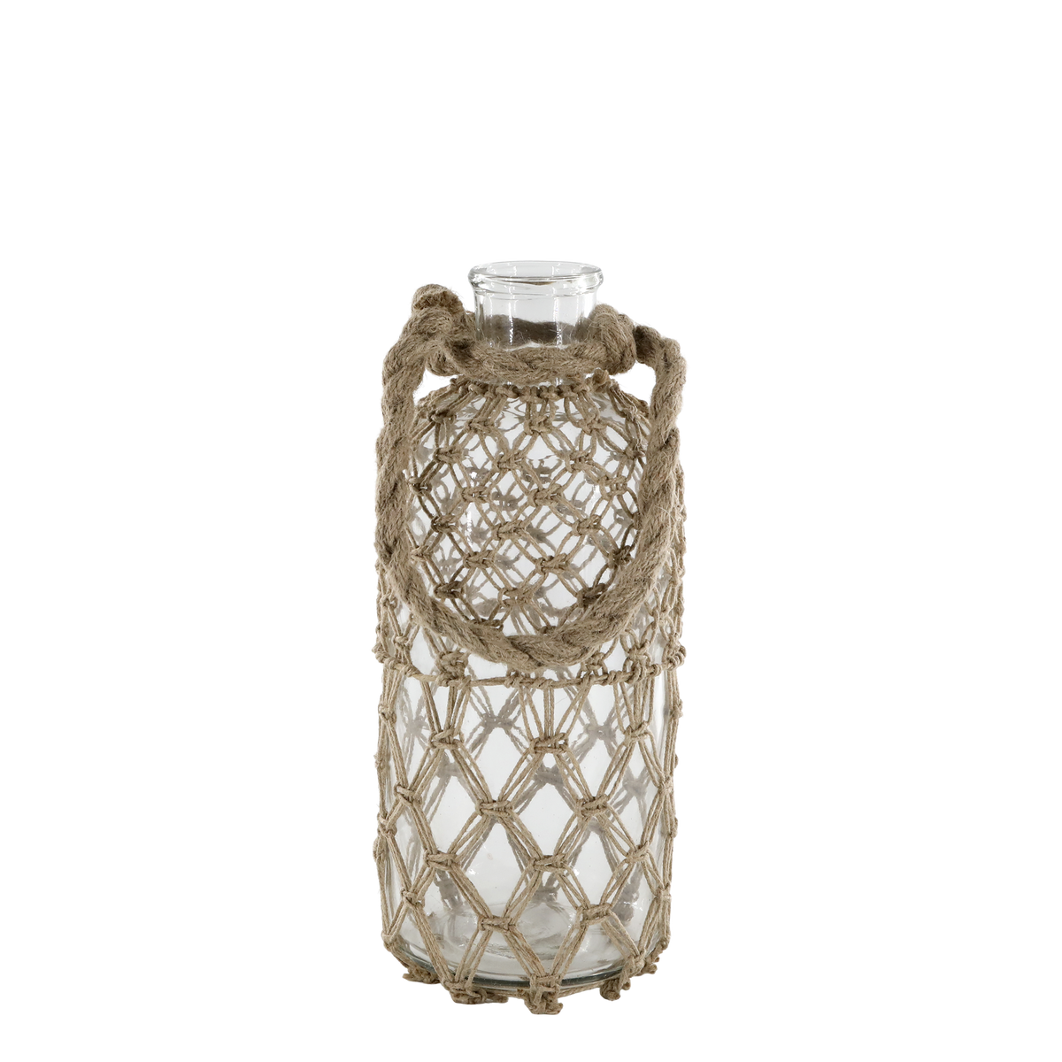 Vase mit Jutegeflecht und Henkel, 33 cm hoch