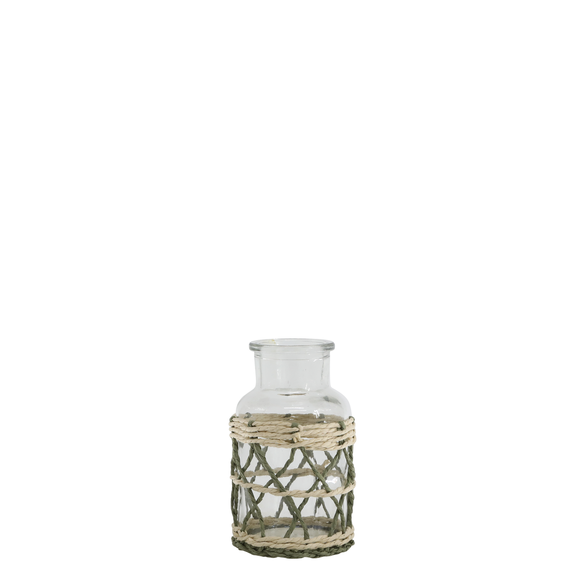 Vase mit geflochtenem Muster, 12 cm hoch, natur