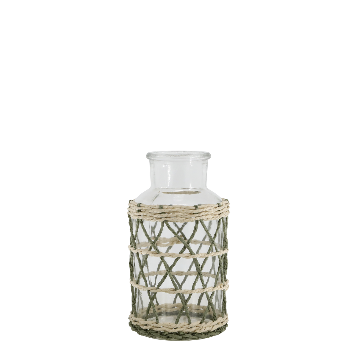 Flasche mit geflochtenem Muster als Vase, 16 cm hoch