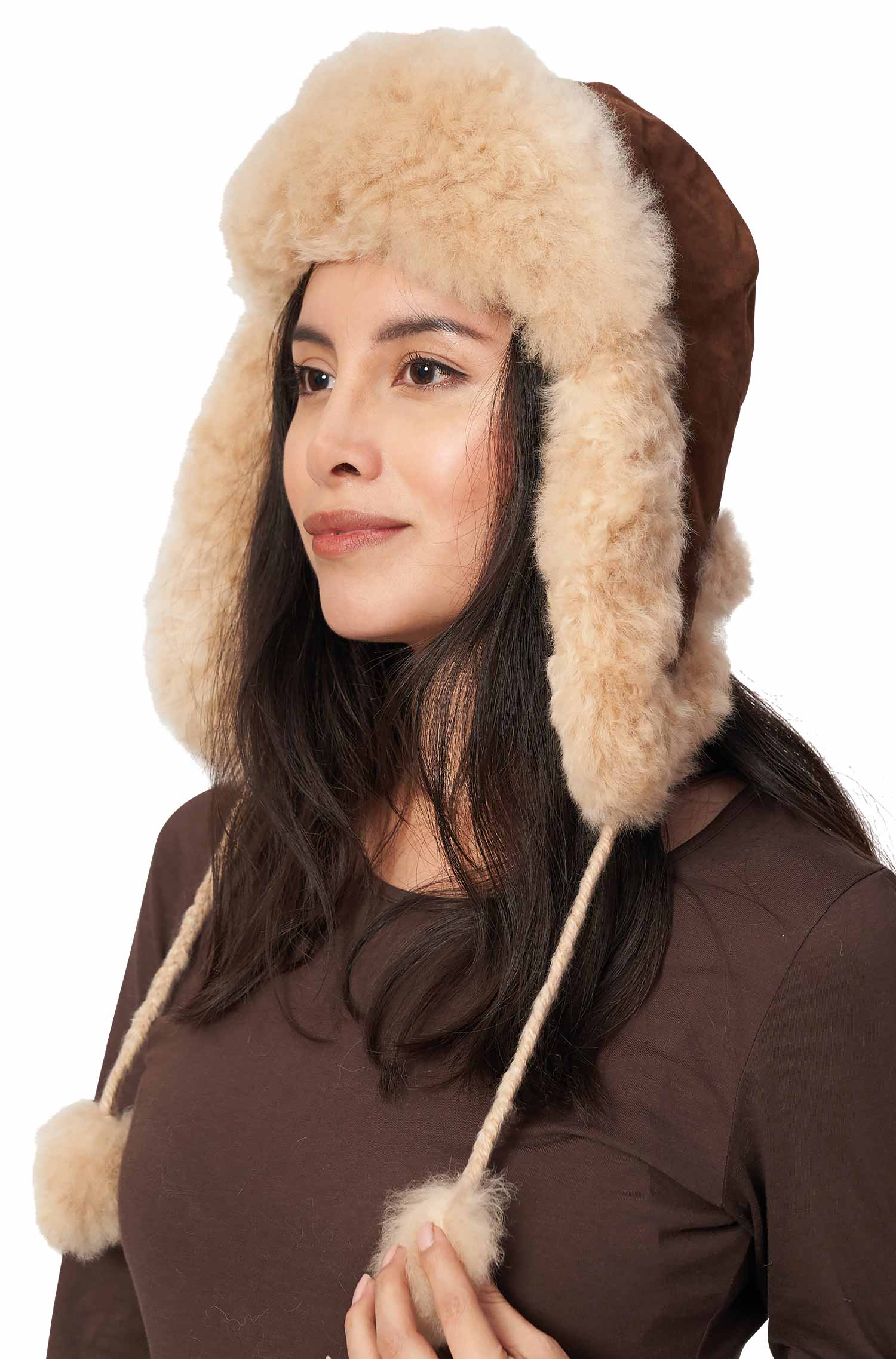 Alpaca aviator fur hat made of 100% alpaca fur