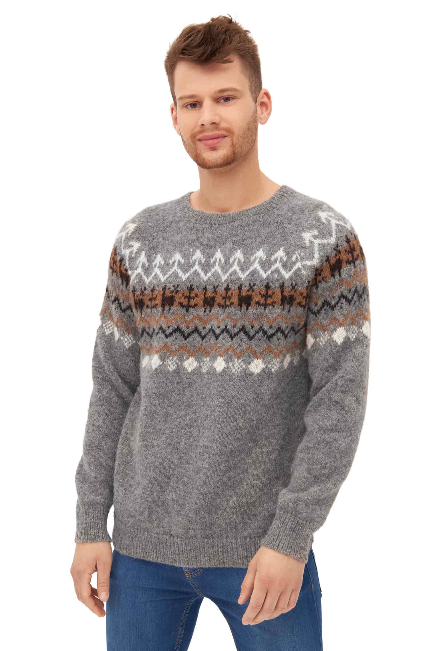 Alpaca men's sweater NATURA made of undyed alpaca