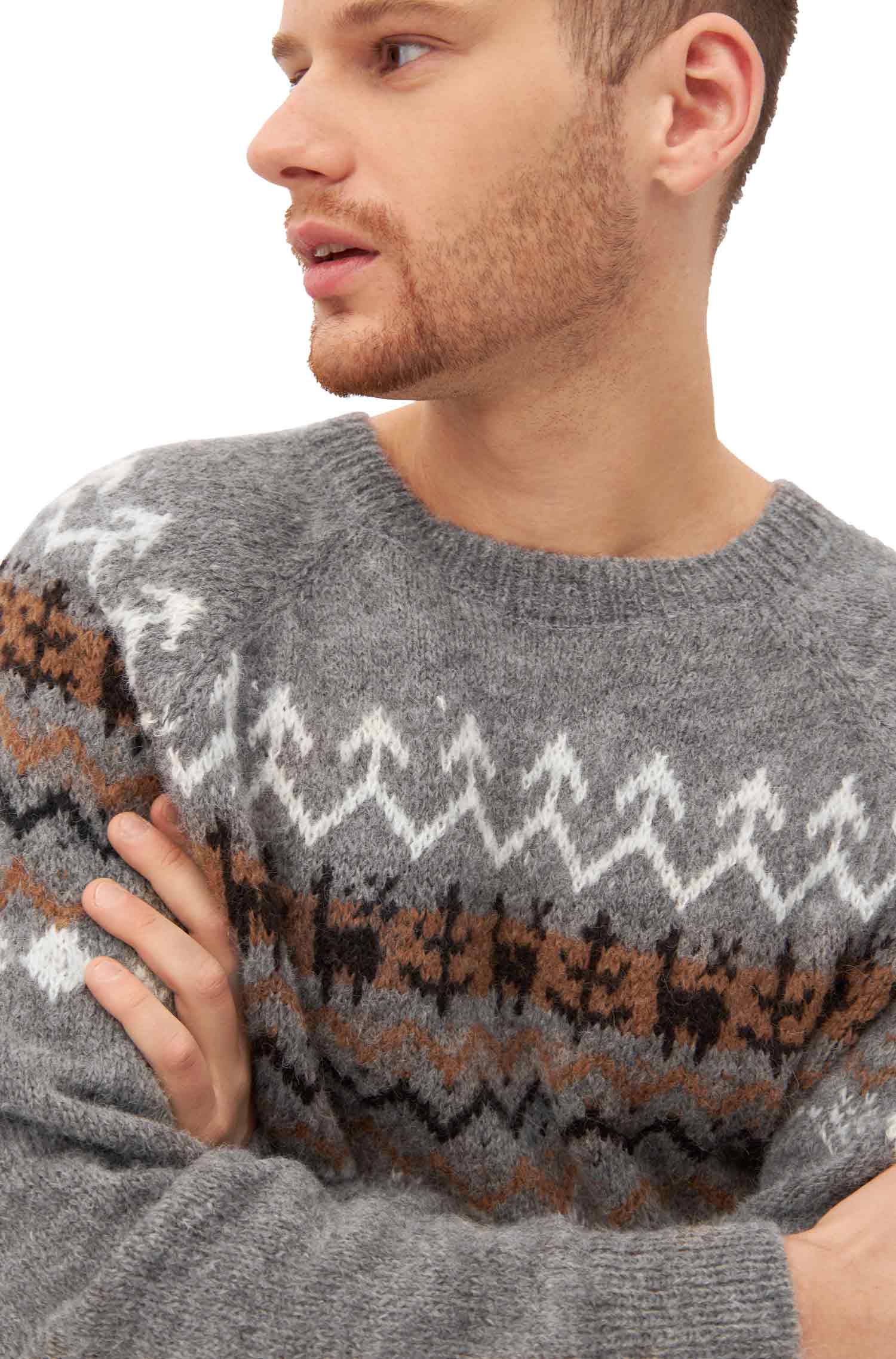 Alpaka Herren Pullover NATURA aus ungefärbtem Alpaka