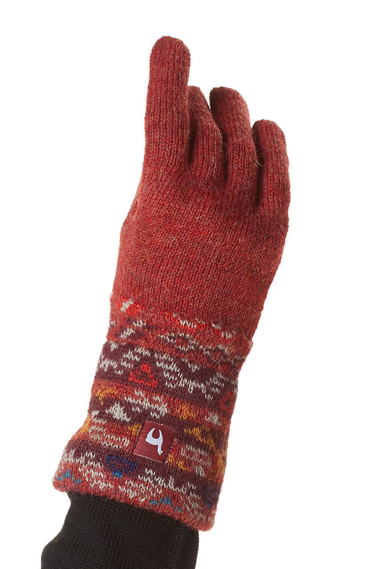 Alpaca jacquard finger gloves GELIA made from 100% baby alpaca